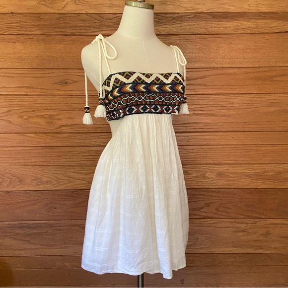 Free People Phoenix Santa Fe beaded bodice open back mini dress - Picture 1 of 8